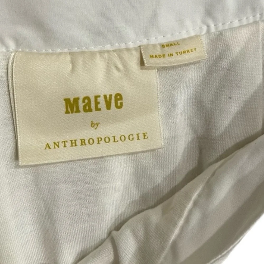 Anthropologie White Maeve‎ Puff Sleeve Eyelet Mini Dress Size S